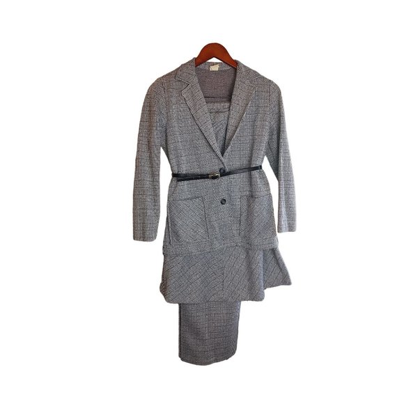 70's Vintage 3PC Red, Black, White & Grey Plaid Polyester Suit  Montgomery Ward - Picture 6 of 13